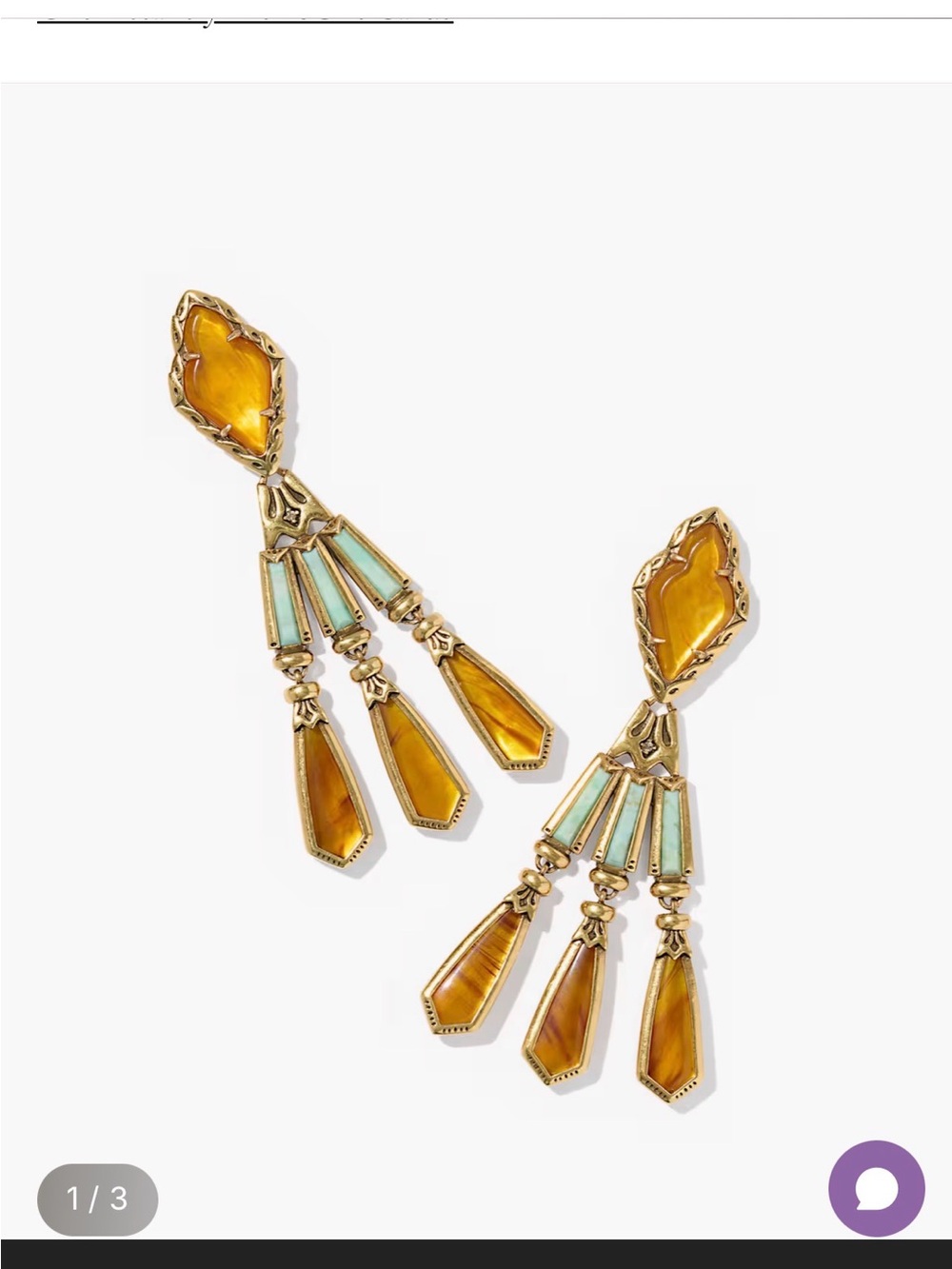 NIB Kendra Scott Adeline Vintage Gold Statement Earrings